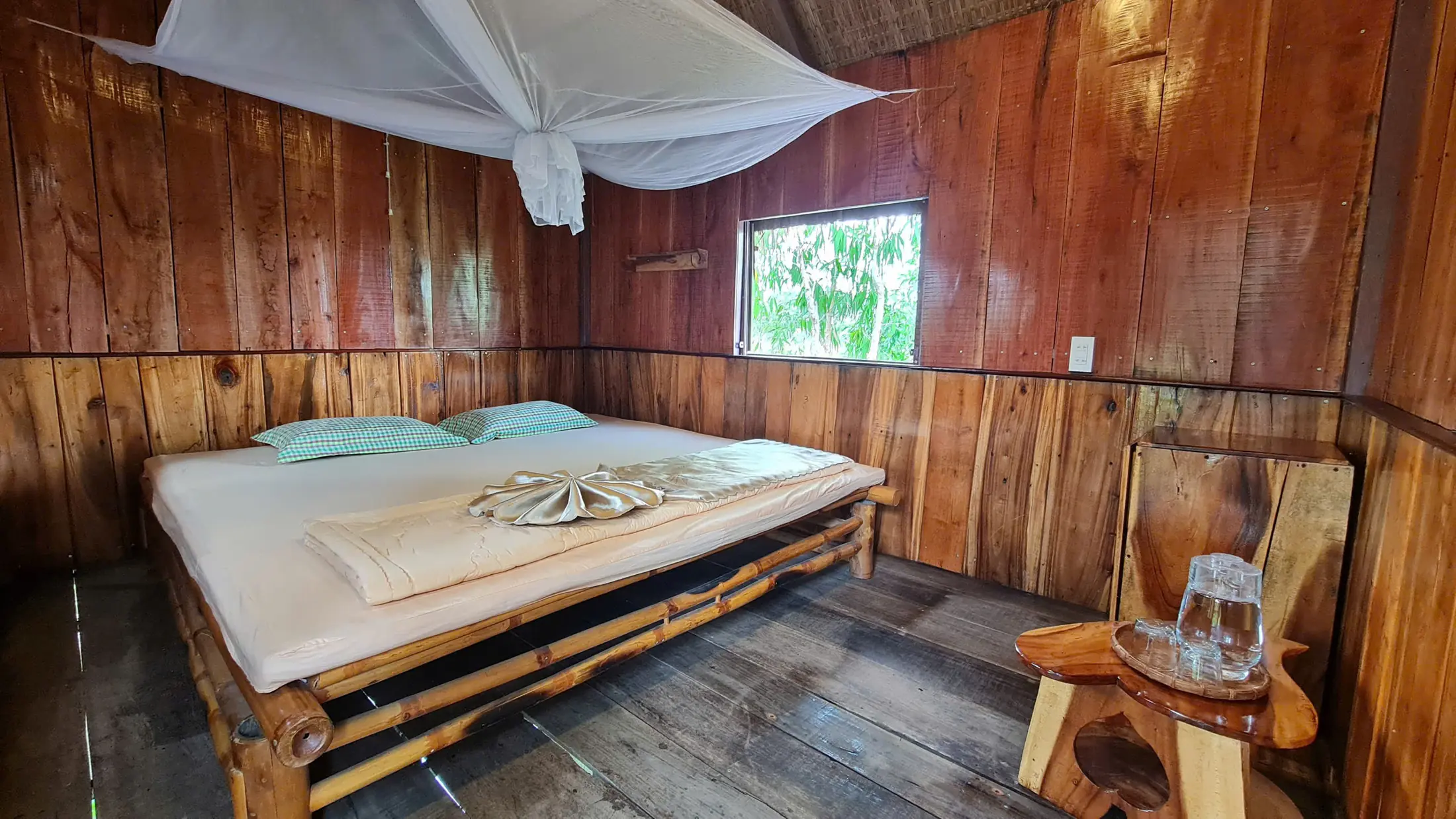 One bed inside the Eco Stilt House